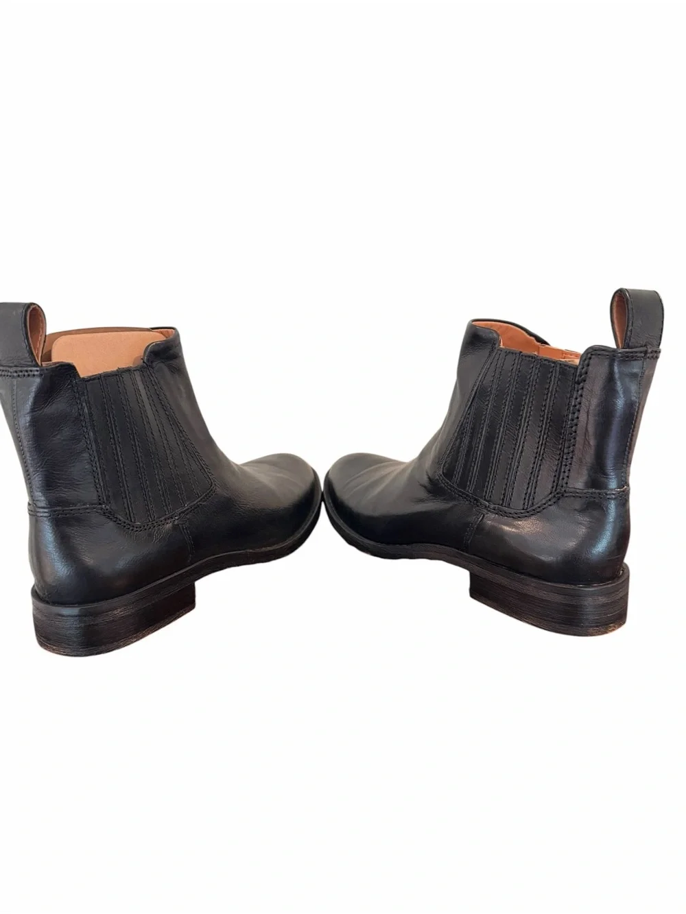 Franco Sarto Black Leather Ankle Boots Chelsea Zip Booties Size 7.5